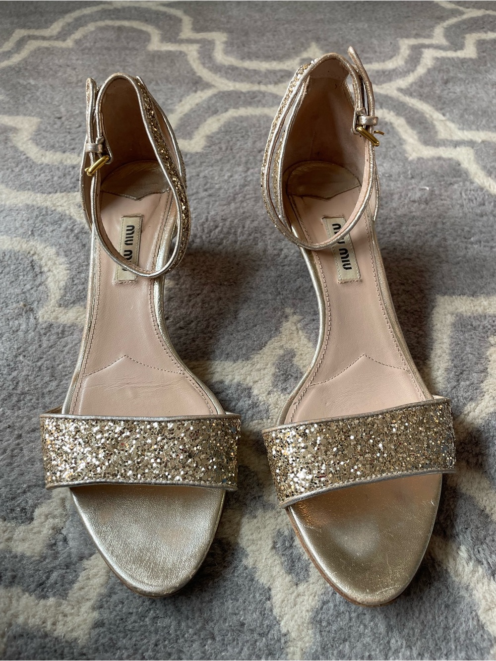 Miu Miu Glittery Kitten Heels Size 37 1/2